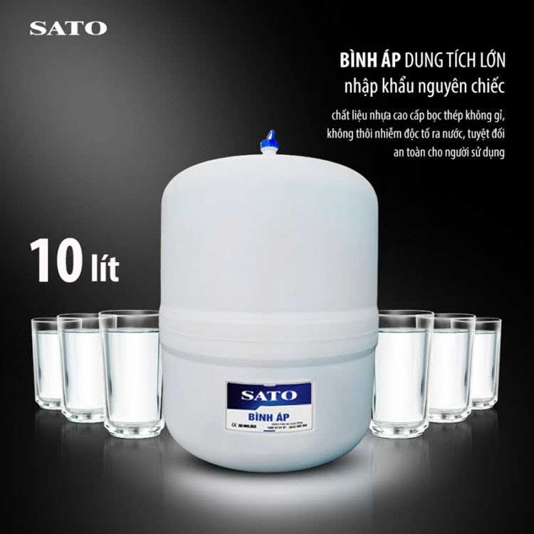 Máy lọc nước SATO Hydrogen PRO PR3010DH 10 cấp lọc bình áp