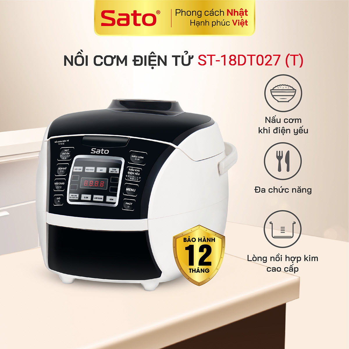 Nồi cơm điện tử SATO 18DT027 (T) 1.8L  1
