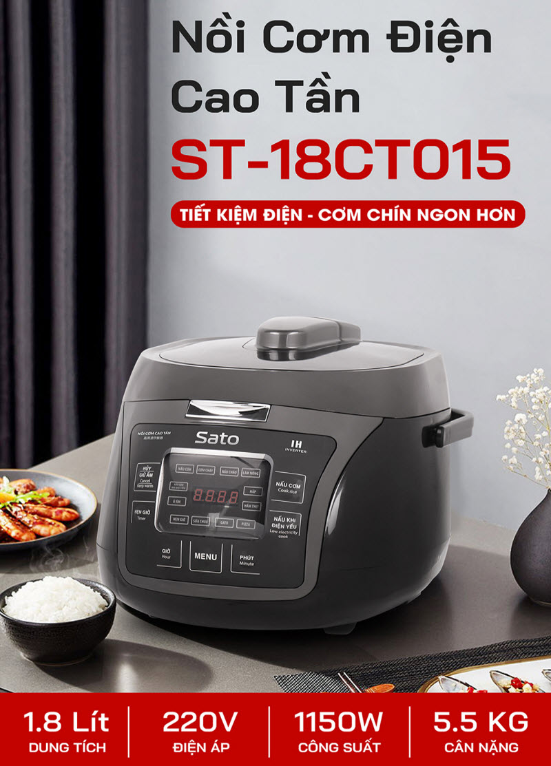 Nồi cơm điện cao tần Sato 18CT015 1.8L 