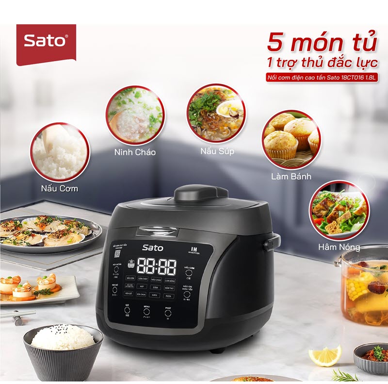 Nồi cơm điện cao tần Sato 18CT015 1.8L 2