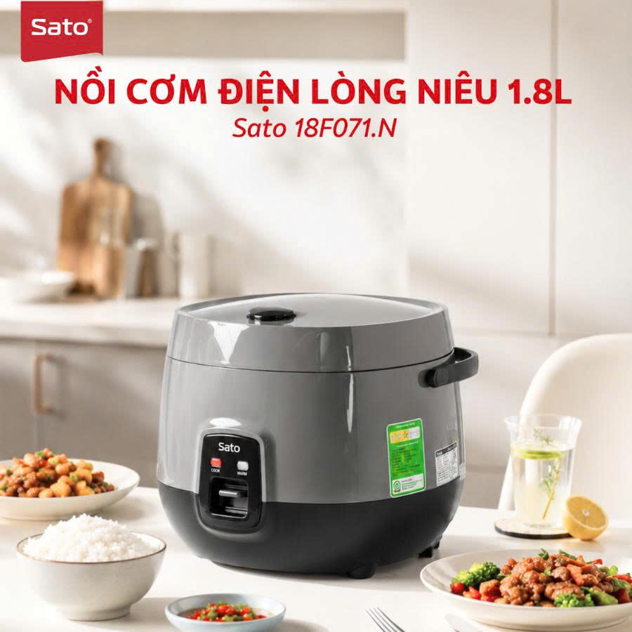 Nồi cơm điện lòng niêu Sato 18F071.N 1.8L 3