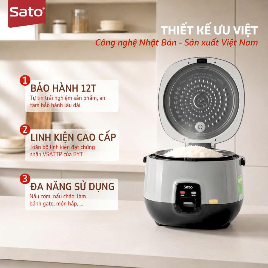 Nồi cơm điện lòng niêu Sato 18F071.N 1.8L 2