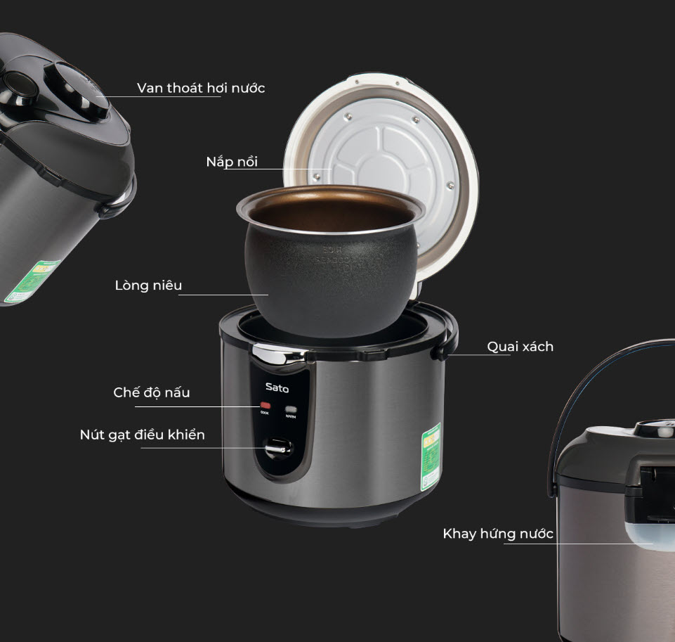 Nồi cơm điện lòng niêu Sato 18Q016.N 1.8L 3