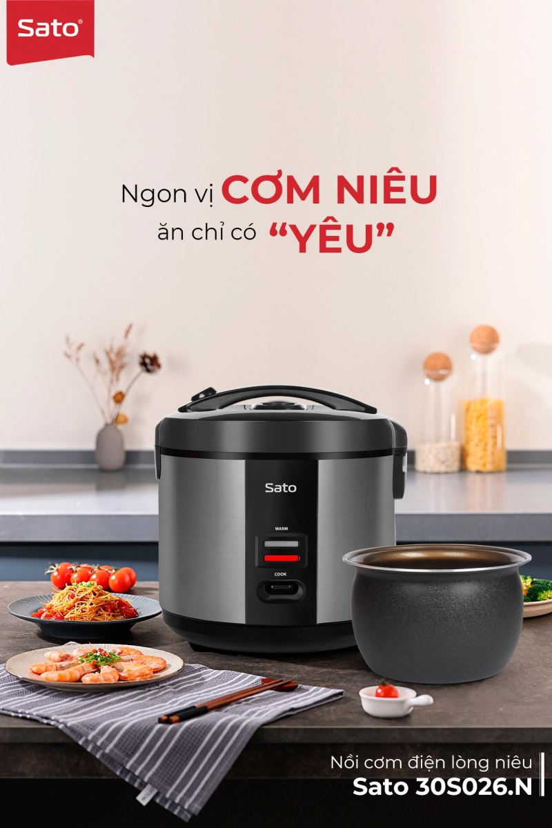 Nồi cơm điện lòng niêu Sato 30S026.N 3.0L