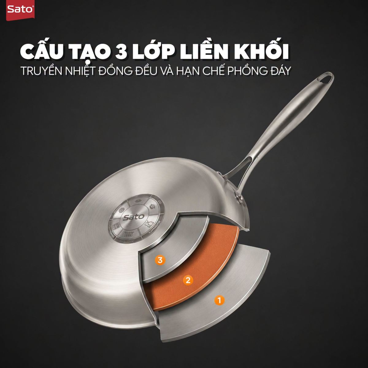 Chảo Inox Sato 28CH012 28cm 2 3